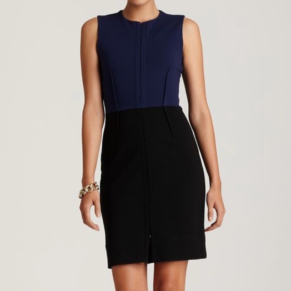 Diane Von Furstenberg Blue and Black Sheath Mini Dress